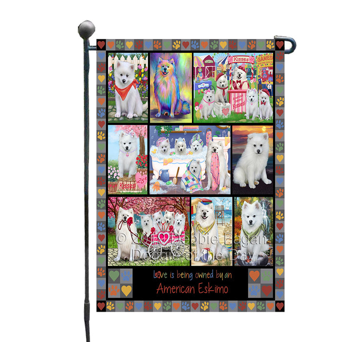 Love is Being Owned American Eskimo Dog Grey Garden Flag GFLG65364