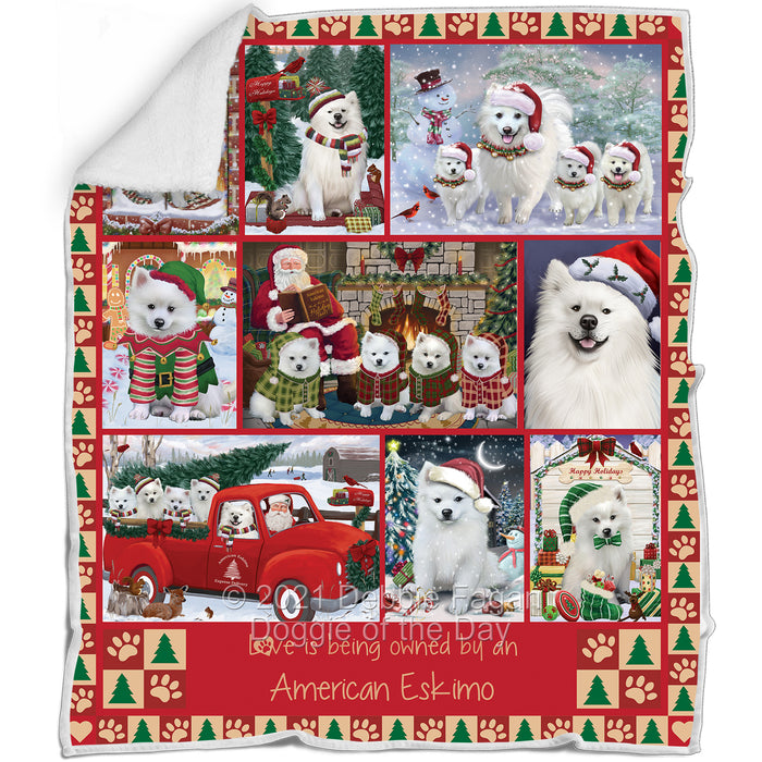 Love is Being Owned Christmas American Eskimo Dogs Blanket BLNKT143432