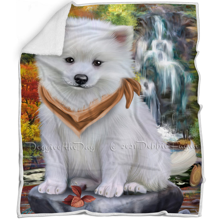 Scenic Waterfall American Eskimo Dog Blanket BLNKT62643