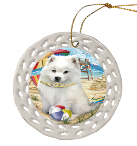 Pet Friendly Beach American Eskimos Dog Doily Ornament DPOR58529