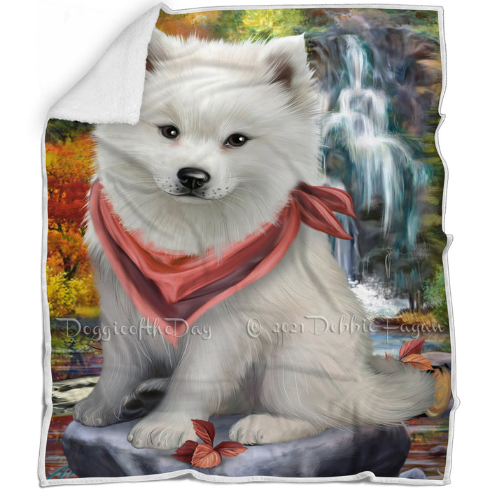 Scenic Waterfall American Eskimo Dog Blanket BLNKT62652