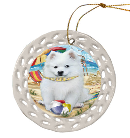 Pet Friendly Beach American Eskimos Dog Doily Ornament DPOR58530