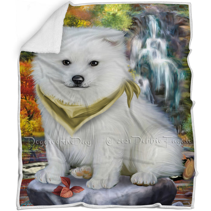 Scenic Waterfall American Eskimo Dog Blanket BLNKT62661
