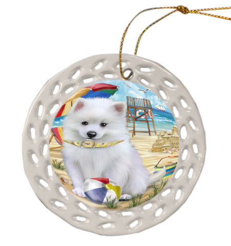 Pet Friendly Beach American Eskimos Dog Doily Ornament DPOR58532