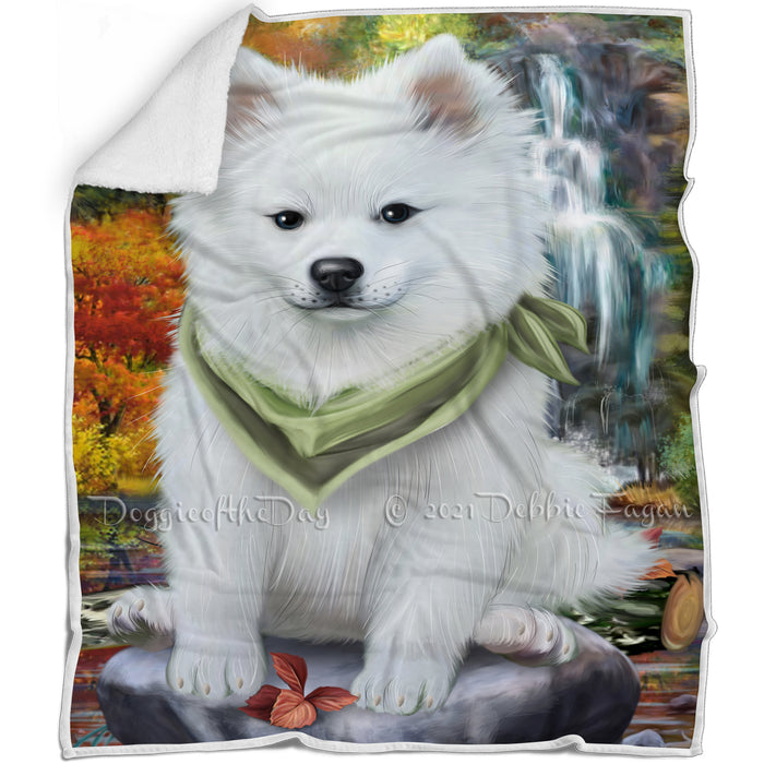 Scenic Waterfall American Eskimo Dog Blanket BLNKT62670