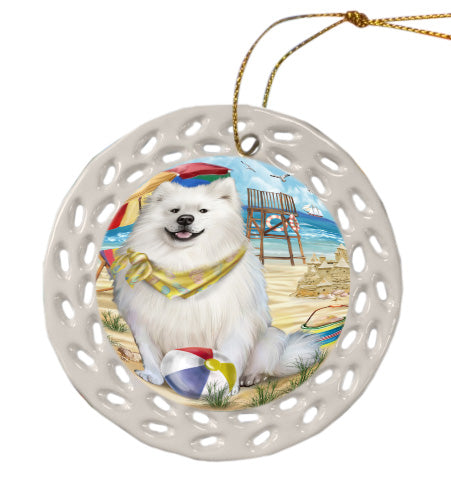 Pet Friendly Beach American Eskimos Dog Doily Ornament DPOR58533