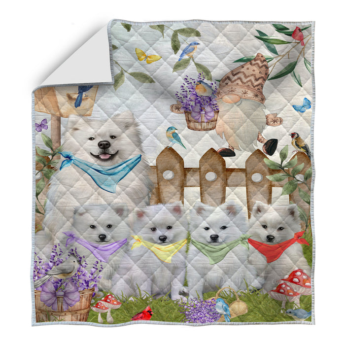 American Eskimo Bed Quilt, Explore a Variety of Designs, Personalized, Custom, Bedding Coverlet Quilted, Pet and Dog Lovers Gift