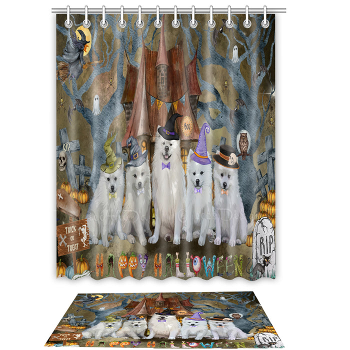 American Eskimo Shower Curtain & Bath Mat Set, Bathroom Decor Curtains with hooks and Rug, Explore a Variety of Designs, Personalized, Custom, Dog Lover's Gifts