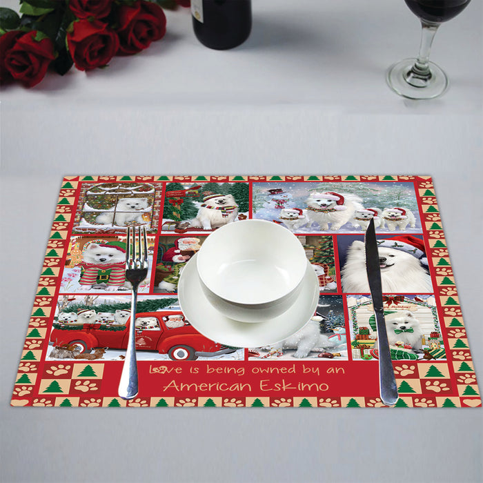 Love is Being Owned Christmas American Eskimo Dogs Placemat