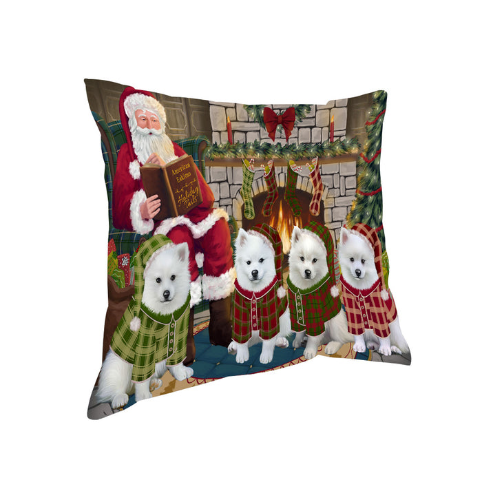 Christmas Cozy Holiday Tails American Eskimos Dog Pillow PIL69280