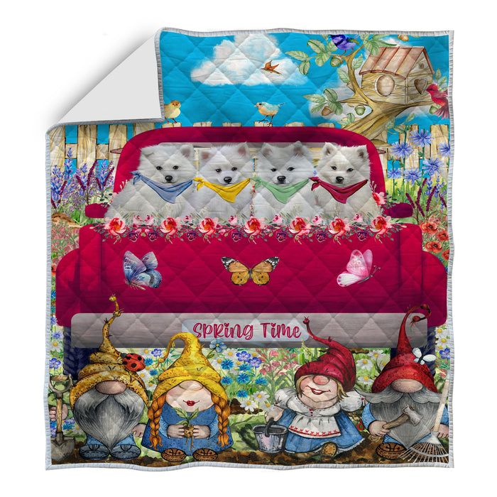 American Eskimo Quilt: Explore a Variety of Custom Designs, Personalized, Bedding Coverlet Quilted, Gift for Dog and Pet Lovers