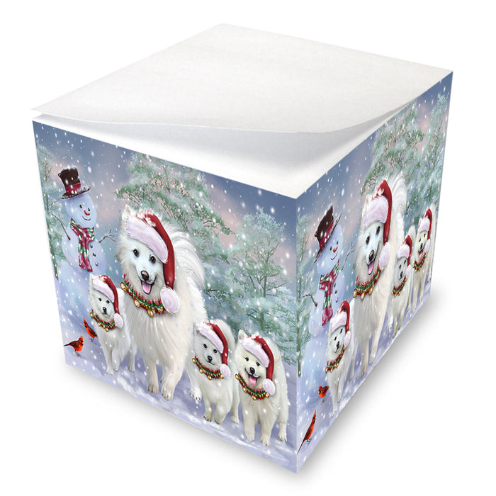 Christmas Running Family Dogs American Eskimos Dog Note Cube NOC55863