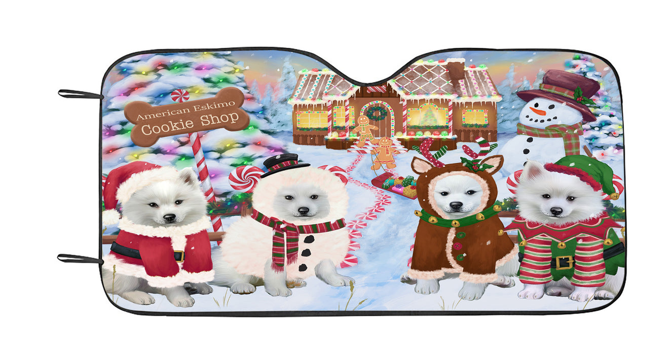 Holiday Gingerbread Cookie American Eskimo Dogs Car Sun Shade
