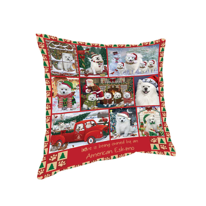 Love is Being Owned Christmas American Eskimo Dogs Pillow PIL85616