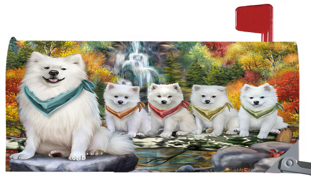 Scenic Waterfall American Eskimo Dogs Magnetic Mailbox Cover MBC48696