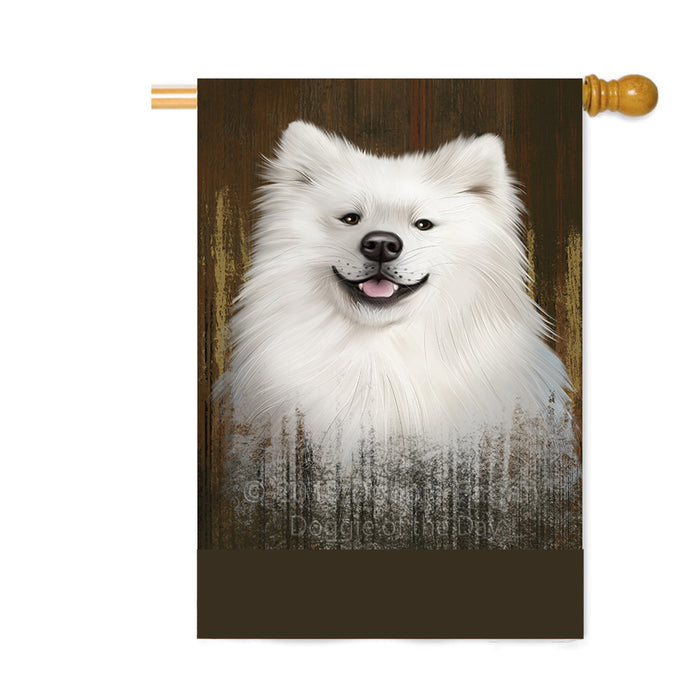 Personalized Rustic American Eskimo Dog Custom House Flag FLG64469
