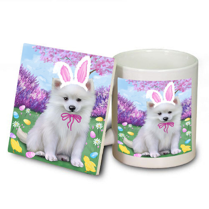 Easter Holiday American Eskimo Dog Mug and Coaster Set MUC54223
