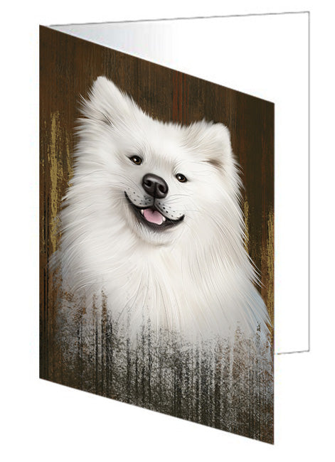 Rustic American Eskimo Dog Handmade Artwork Assorted Pets Greeting Cards and Note Cards with Envelopes for All Occasions and Holiday Seasons GCD54920