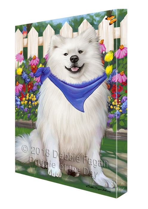 Spring Floral American Eskimo Dog Canvas Wall Art CVS63574