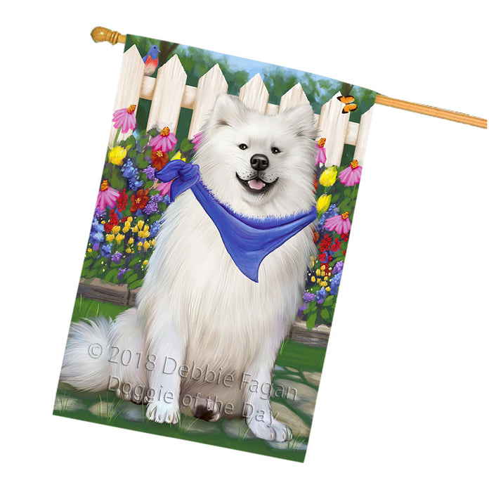 Spring Floral American Eskimo Dog House Flag FLG49723