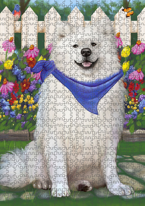 Spring Floral American Eskimo Dog Puzzle with Photo Tin PUZL52980