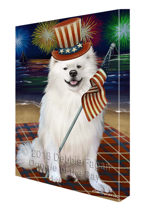 4th of July Firework American Eskimo Dog Canvas Wall Art CVSA49431