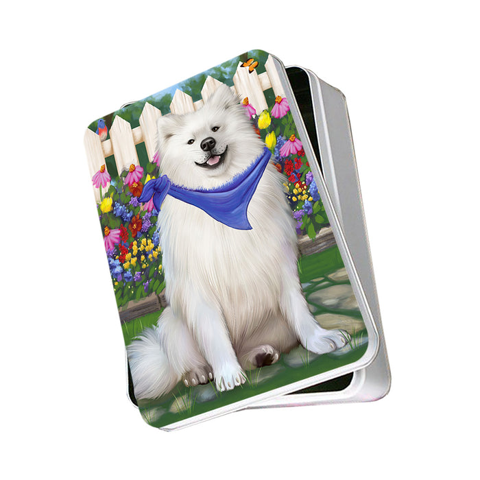 Spring Floral American Eskimo Dog Photo Storage Tin PITN49758