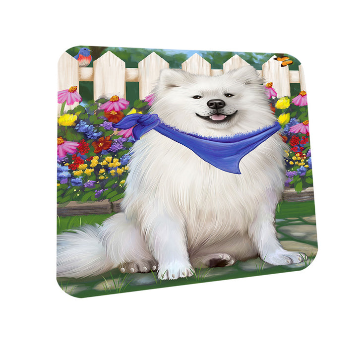 Spring Floral American Eskimo Dog Coasters Set of 4 CST49717