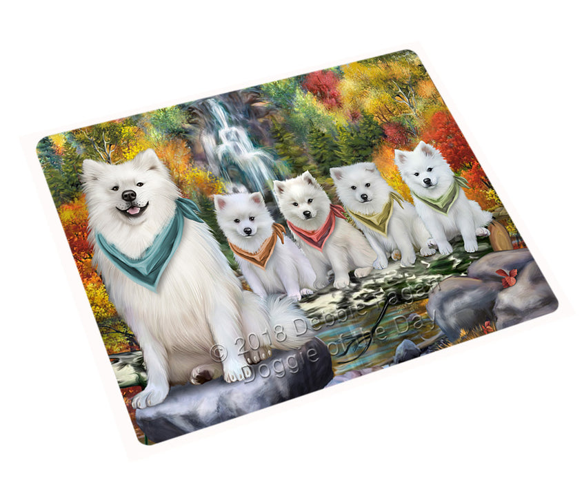 Scenic Waterfall American Eskimos Dog Magnet Mini (3.5" x 2") MAG52878