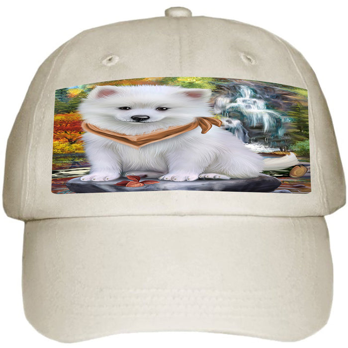 Scenic Waterfall American Eskimo Dog Ball Hat Cap HAT52746