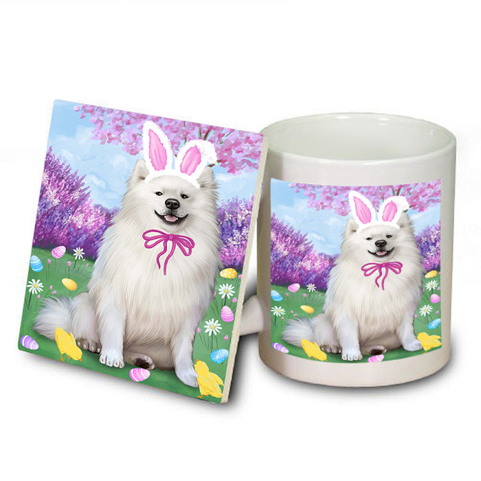 Easter Holiday American Eskimo Dog Mug and Coaster Set MUC54222