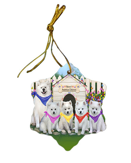 Spring Dog House American Eskimos Dog Star Porcelain Ornament SPOR49751