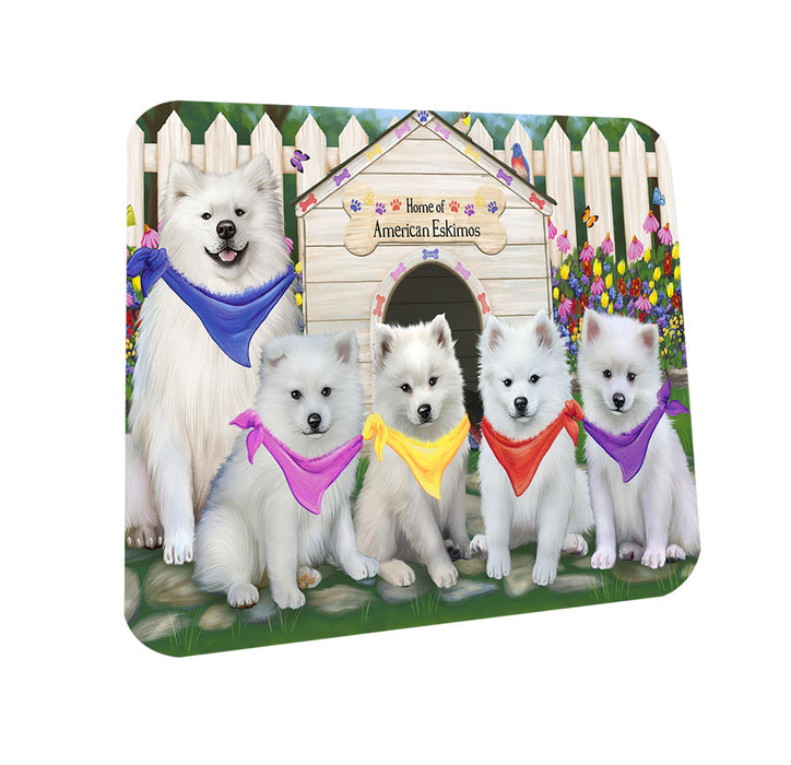 Spring Dog House American Eskimos Dog Coasters Set of 4 CST49718