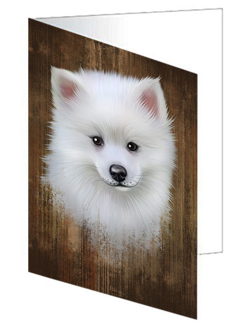Rustic American Eskimo Dog Handmade Artwork Assorted Pets Greeting Cards and Note Cards with Envelopes for All Occasions and Holiday Seasons GCD54923