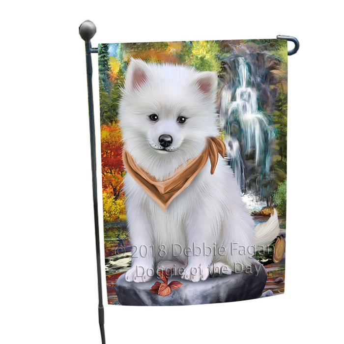Scenic Waterfall American Eskimo Dog Garden Flag GFLG49500