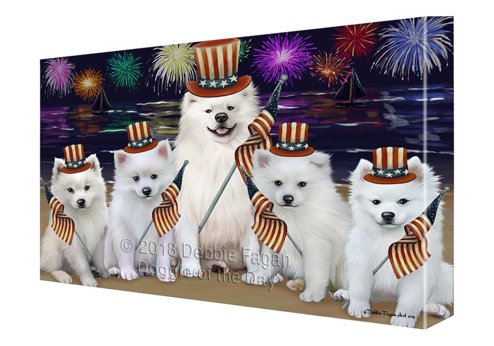 4th of July Firework American Eskimos Dog Canvas Wall Art CVSA49440