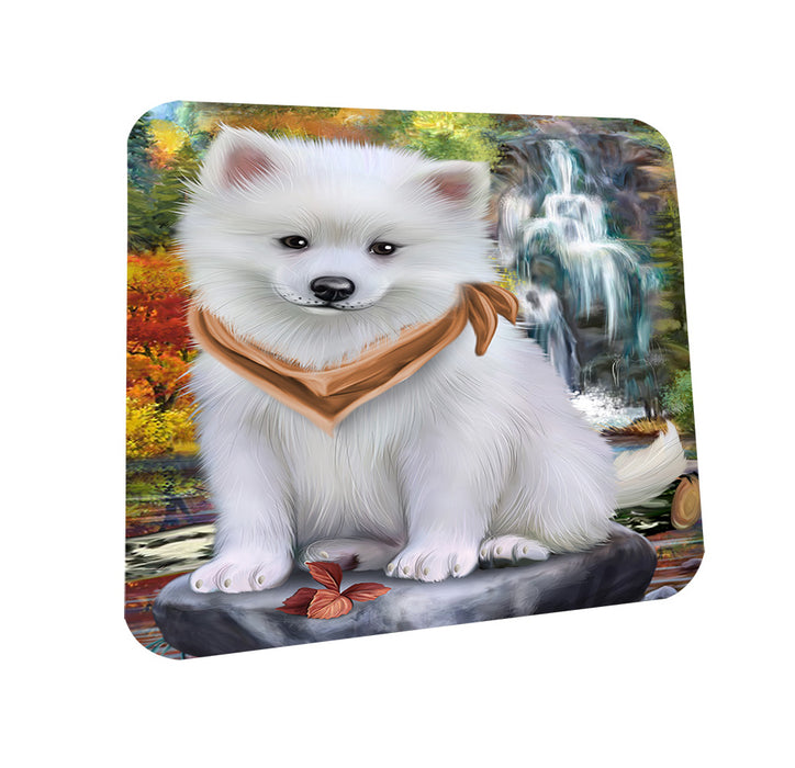 Scenic Waterfall American Eskimo Dog Coasters Set of 4 CST49580