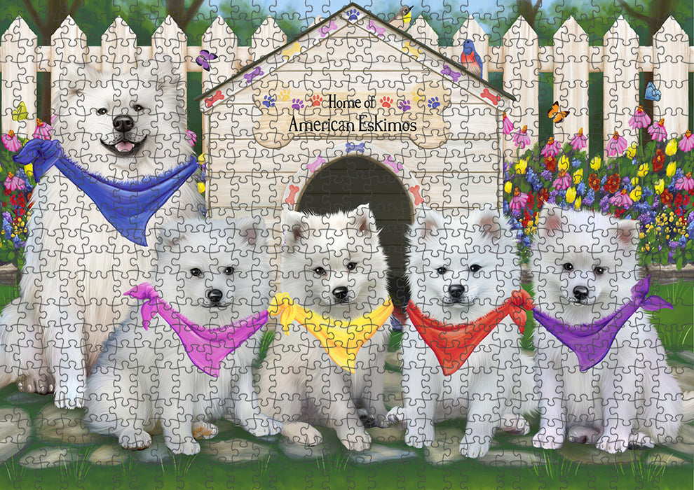 Spring Dog House American Eskimos Dog Puzzle with Photo Tin PUZL52983