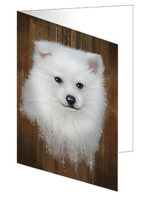 Rustic American Eskimo Dog Handmade Artwork Assorted Pets Greeting Cards and Note Cards with Envelopes for All Occasions and Holiday Seasons GCD54926