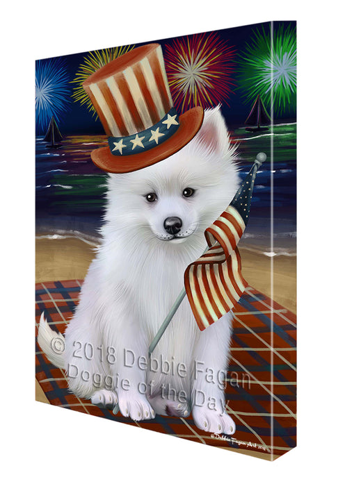 4th of July Firework American Eskimo Dog Canvas Wall Art CVSA49449