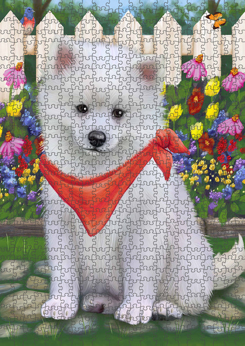 Spring Floral American Eskimo Dog Puzzle with Photo Tin PUZL52986