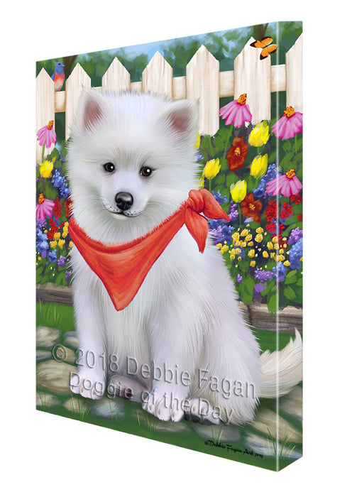 Spring Floral American Eskimo Dog Canvas Wall Art CVS63592