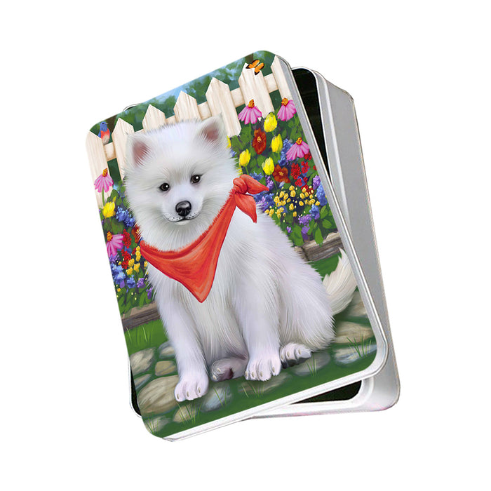 Spring Floral American Eskimo Dog Photo Storage Tin PITN49760