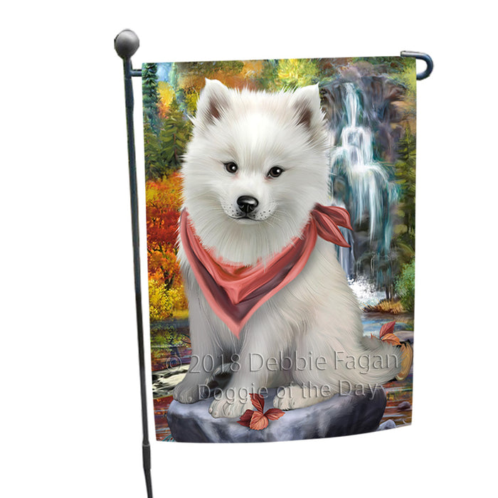 Scenic Waterfall American Eskimo Dog Garden Flag GFLG49501