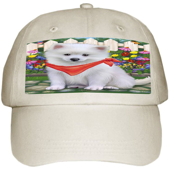 Spring Floral American Eskimo Dog Ball Hat Cap HAT53013
