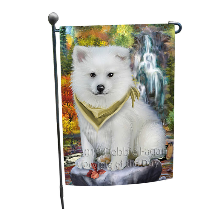 Scenic Waterfall American Eskimo Dog Garden Flag GFLG49502