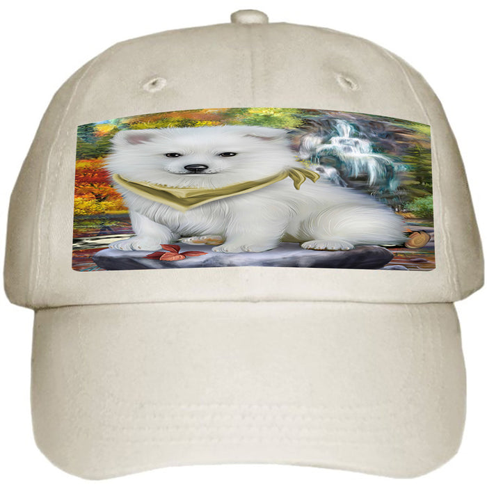 Scenic Waterfall American Eskimo Dog Ball Hat Cap HAT52752