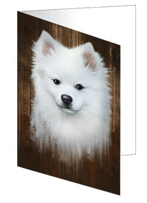 Rustic American Eskimo Dog Handmade Artwork Assorted Pets Greeting Cards and Note Cards with Envelopes for All Occasions and Holiday Seasons GCD54929