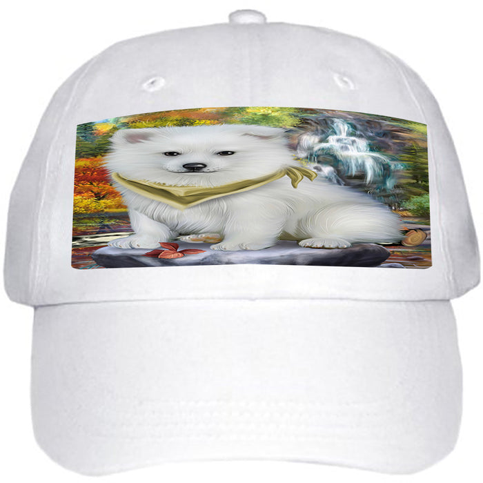 Scenic Waterfall American Eskimo Dog Ball Hat Cap HAT52752