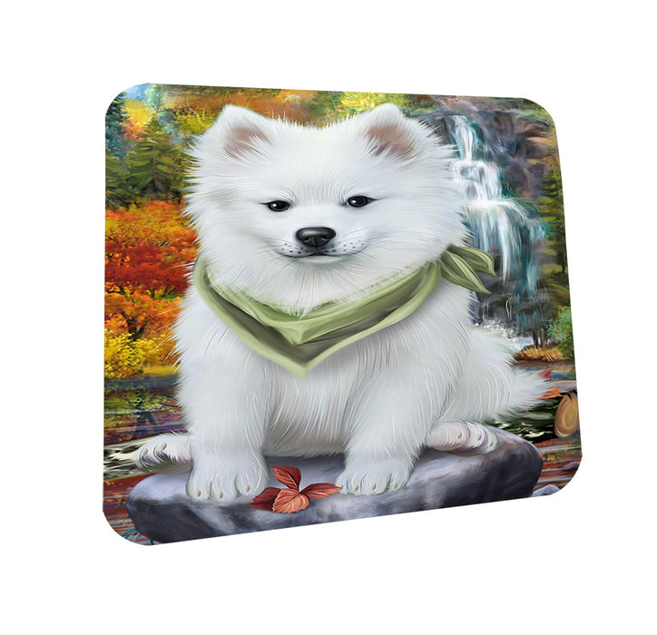 Scenic Waterfall American Eskimo Dog Coasters Set of 4 CST49583